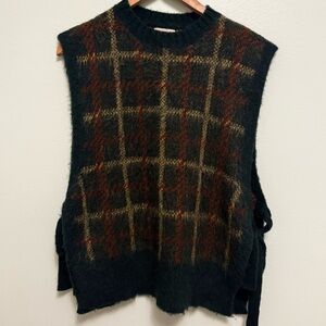 Plaid Crew Neck Sweater Vest